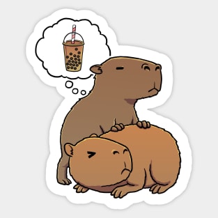 Capybara thirsty for Bubble Tea Sticker